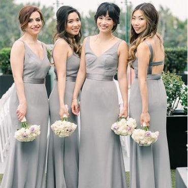 Sheath Straps Backless Grey Bridesmaid Dresses,Cheap Bridesmaid Dresses,WGY0395