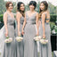 Sheath Straps Backless Grey Bridesmaid Dresses,Cheap Bridesmaid Dresses,WGY0395