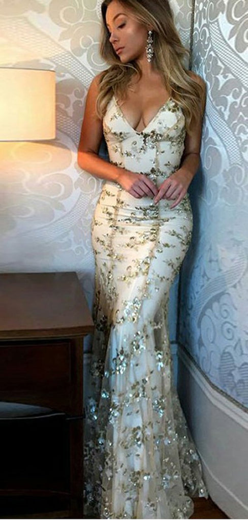 Mermaid Spaghetti Straps V-neck Prom Dress ,Cheap Prom Dresses,PDY0556