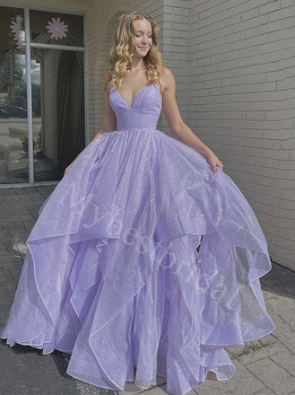 Elegant V-neck Spaghetti straps A-line Prom Dresses,PDS0841