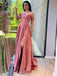 Elegant Off shoulder Side slit A-line Prom Dresses,PDS0800