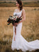 Simple Square neckline  Sleeveless Mermaid Wedding Dresses, WDY0253
