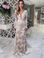 Lace V Neck Long Sleeve Mermaid Cheap Beach Wedding Dresses Online, WDY0252