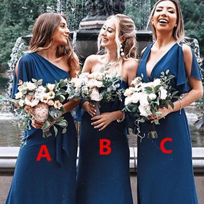 Sheath Dark Blue chiffon Bridesmaid Dresses,Cheap Bridesmaid Dresses,WGY0396
