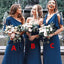 Sheath Dark Blue chiffon Bridesmaid Dresses,Cheap Bridesmaid Dresses,WGY0396