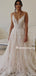 Gorgeous V-neck A-line Lace Appliques Long Wedding Dresses. WDS0108