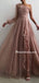 Popular A-line One-shoulder Tulle Side Slit Long Prom Dresses, PDS0273