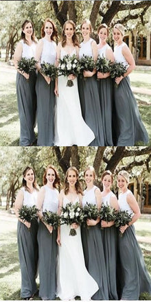Two Piece A-line Grey Chiffon Bridesmaid Dresses,Cheap Bridesmaid Dresses,WGY0367