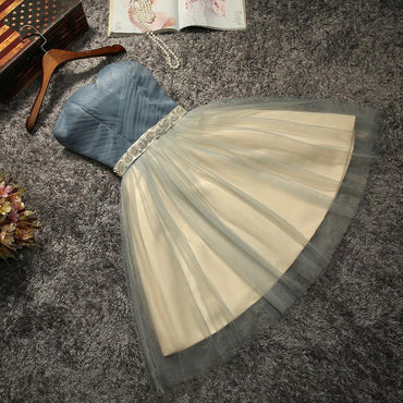 Strapless Beaded Belt Two colors Skirt Homecoming Prom Dresses, Affordable Short Party Prom Sweet 16 Dresses, Perfect Homecoming Cocktail Dresses, BDY0313