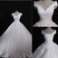 Classic Style Off Shoulder Lace Up Vantage Lace Wedding Dresses, WDY0129