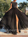 Elegant Cap sleeves Side slit A-line Prom Dresses, PDS0475