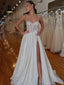 Lovely Spaghetti Straps Side Slit Long Wedding Dresses,WDS0125