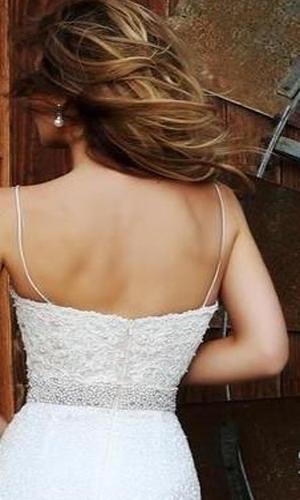 Long White Beaded Spaghetti Straps Mermaid Sexy For Teens Evening Party Dresses. PDY0181