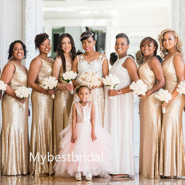 Mismatched Sequin Pleats V-neck Mermaid Floor-length Elegant Simple Long Bridesmaid Dresses, BDS0260