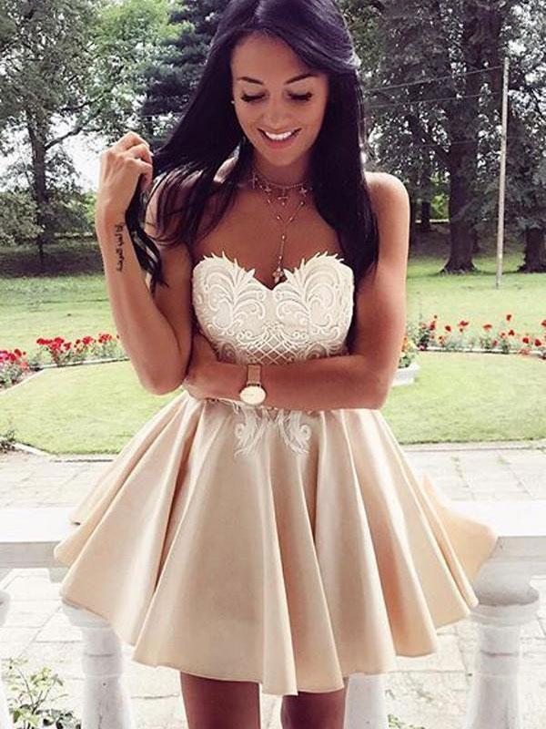 Simple Sweetheart Lace Cute Simple Cheap Homecoming Dresses 2018, BDY0239