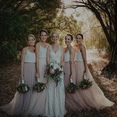 A-line Spaghetti Straps Pink Tulle Bridesmaid Dresses,Cheap Bridesmaid Dresses,WGY0368