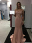 Mermaid Spaghetti Straps Pink Satin Evening Dresses ,Cheap Prom Dresses,PDY0615