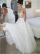 A-line Lace Sleeveless White Tulle Wedding Dresses ,Cheap Wedding Dresses, WDY0288