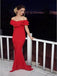 Mermaid Off-The -Shoulder Red Satin Long Prom Dresses,Cheap Prom Dresses,PDY0518