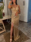 Sexy Spaghetti straps Side slit Mermaid Prom Dresses,PDS0830