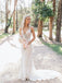 Simple V-neck Mermaid Lace applique Wedding Dresses, WDY0250