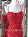 Sexy Spaghetti straps Side slit Mermaid Prom Dresses , PDS0393