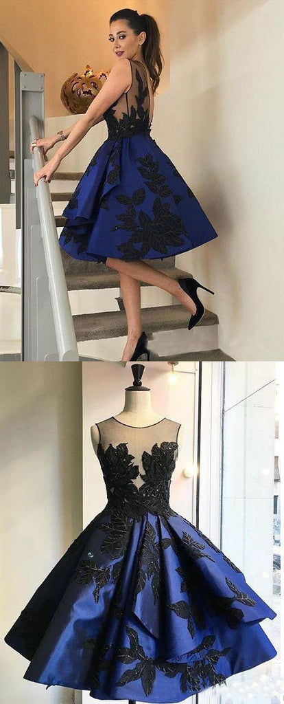 Fashion Royal Blue vintage Ball Gown Open backs homecoming prom dresses,BDY0134