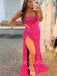 Sexy Spaghetti straps Side slit Sleeveless Mermaid Prom Dresses , PDS0371