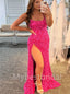 Sexy Spaghetti straps Side slit Sleeveless Mermaid Prom Dresses , PDS0371