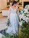 Simple V-neck Lone sleeves  A-line Lace applique Wedding Dresses, WDY0222