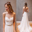 Charming A-Line Spaghetti Straps White Tulle Long Wedding Dress With Lace.PDY0233
