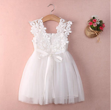 Cute V Neck Tulle White Mini Flower Girl Dresses, Weding Cheap Little Girl Dresses, FGY0113