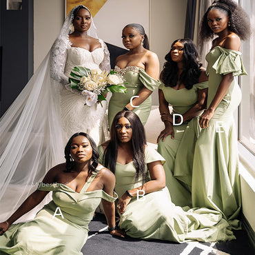 Mismatched Off-shoulder Sweetheart Mermaid Elegant Simple Pretty Long Bridesmaid Dresses,BDS0235