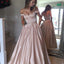 Fashion A-line Off-The-Shoulder Pink Long Prom Dress with Pockets,Party Dresses,New Evening Dress,PDY0300