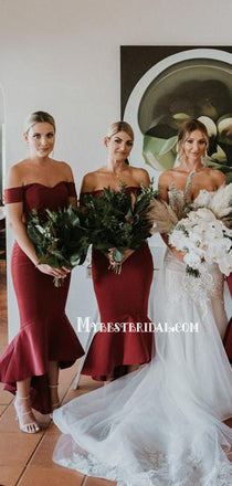Vintage Mermaid Off-shoulder Simple Bridesmaid Dresses, WDY0297