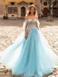 Charming Off-shoulder Tulle Lovely Long Prom Dresses PDS0296