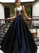 Black Appliques Sexy See Through Long A-line Cheap Prom Dresses, BG0128