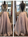 Charming V-Neck Sexy Sequin Top Satin Long A-line Prom Dresses, BG0003