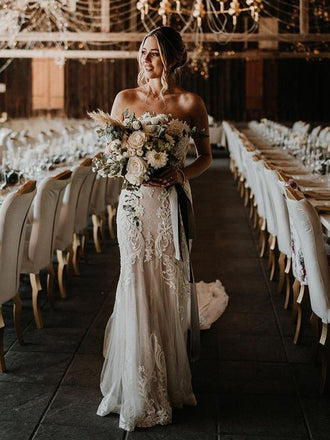 Simple Sweetheart Sleeveless Lace Appliques Long Cheap Wedding Dresses, WDS0043