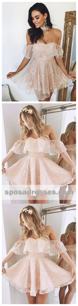 Cute Off Shoulder Lace Short Homecoming Dresses Online, BDY0296