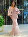 Elegant V-neck Long Sleeve Mermaid Sexy Long Prom Dresses, BG0247