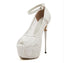 Super High Heels Fish Toe White Black Lace Sexy Wedding Bridal Shoes, SY0136