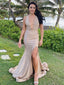 Elegant V-neck Mermaid Side Slit Fashion Modern Party Prom Dresses,PDY0114