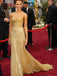 Celebrity Style Halter Gold Lace Tulle Long Mermaid Prom Dresses, BG0164
