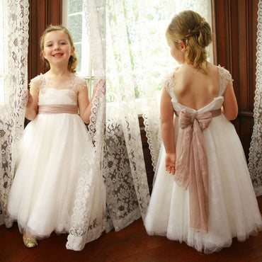 Ivory Lace Tulle A-line Little Girl Dresses,Lovely Flower Girl Dresses, FGY0135