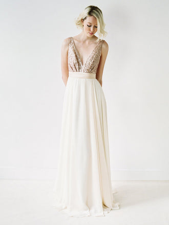 Sexy A-line V-Neck Floor-length Chiffon Prom Dress,Evening Dress,Train Dresses,PDY0365