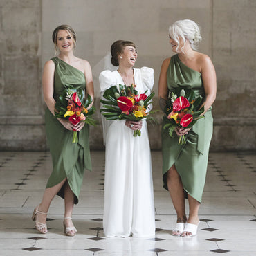 One Shoulder Slit Sleeveless Short Simple bridesmaid dresses ,PDY0105