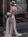 Sparkly Scoop Neck Long Sleeve Open Back Long Cheap Wedding Dresses, WDS0002