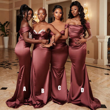 Mismatched Mermaid Soft Satin Simple Long Bridesmaid Dresses, BDS0161