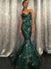 Sparkly V Neck Green Sequin Mermaid Long Prom Dress,Evening Party Dresses,PDY0162